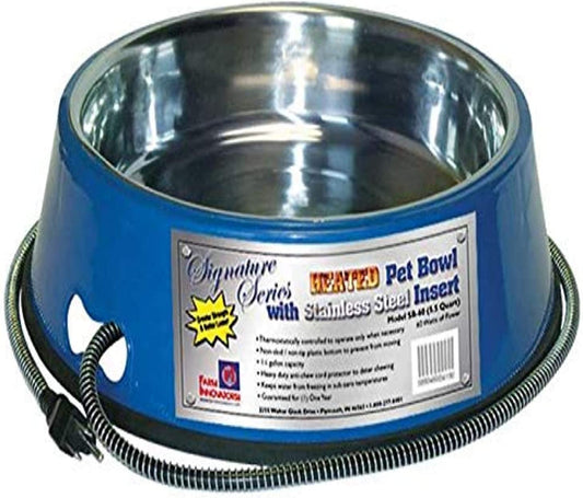 Farm Innovators Model SB - 60 5 - 1/2 - Quart Heated Pet Bowl with Stainless Steel Bowl Insert, Blue, 60 - Watt - rodenticidecanada.comheated bowlsrodenticidecanada.com8509803703412D28 - SB60
