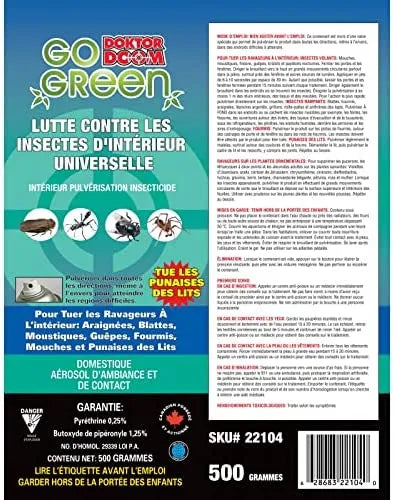 Multi - Purpose Indoor Insecticide: Doktor Doom Go Green Insect Control II - rodenticidecanada.compestrodenticidecanada.com7448796372360792 - 022