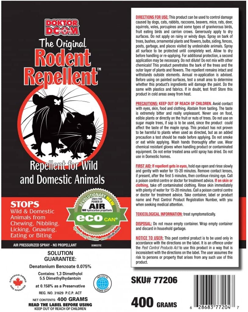 Rodent Repellent spray Denatonium benzoate Doktor Doom - rodenticidecanada.comPET_PEST_CONTROLrodenticidecanada.com7448639501018792 - 034