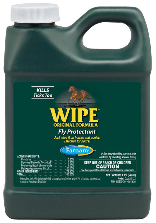 Wipe Equine Fly Ticks Control Protectant pyrethrin 946ml