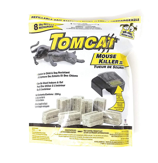 Tomcat Mouse Killer IV avec 8 recharges d'appâts de 28 grammes Diphacinone