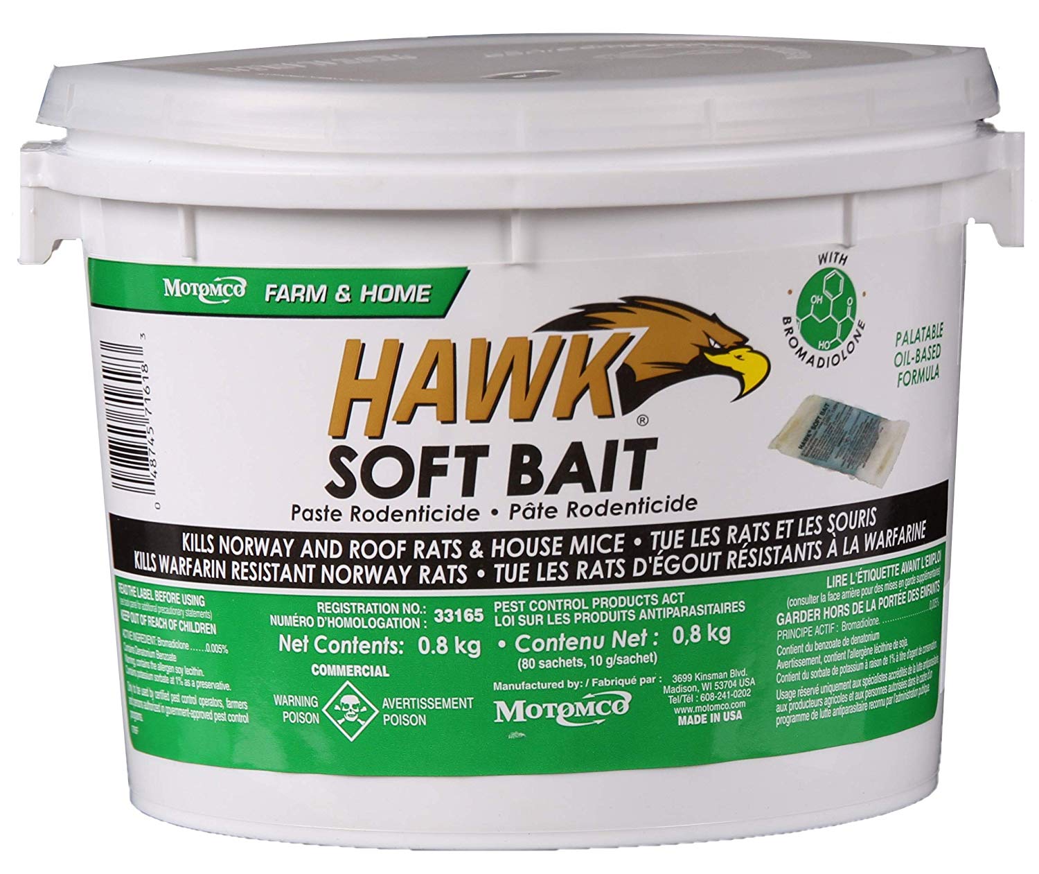 Motomco Hawk Soft Bait 0.8kg - rodenticidecanada.compestrodenticidecanada.com5298451125488hawk - 0.8 - kg